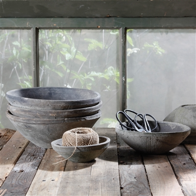 Rustic Terra Cotta Bowl - Med - Moss Grey