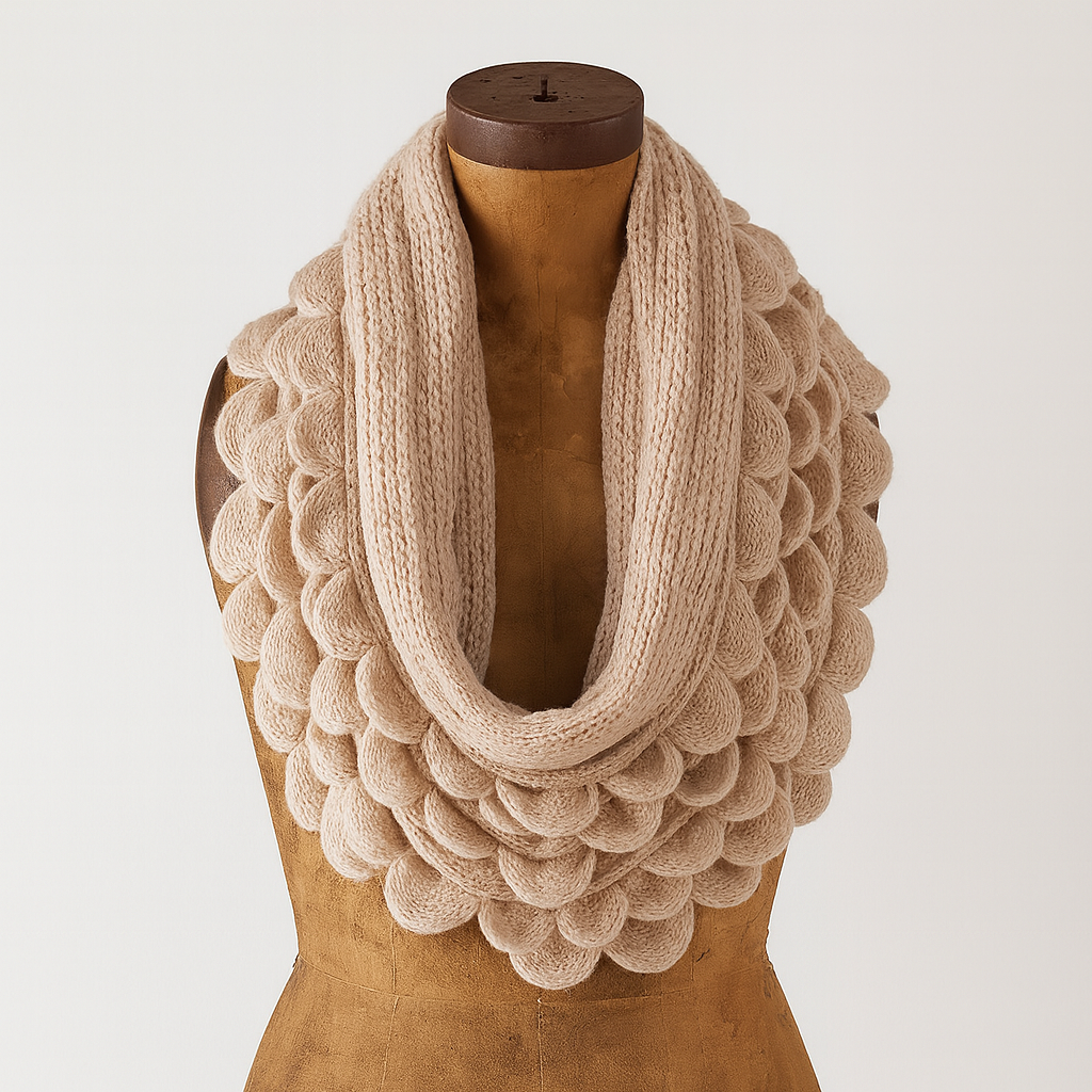 Oversized Scalloped Ruffle Knit Infinity Scarf