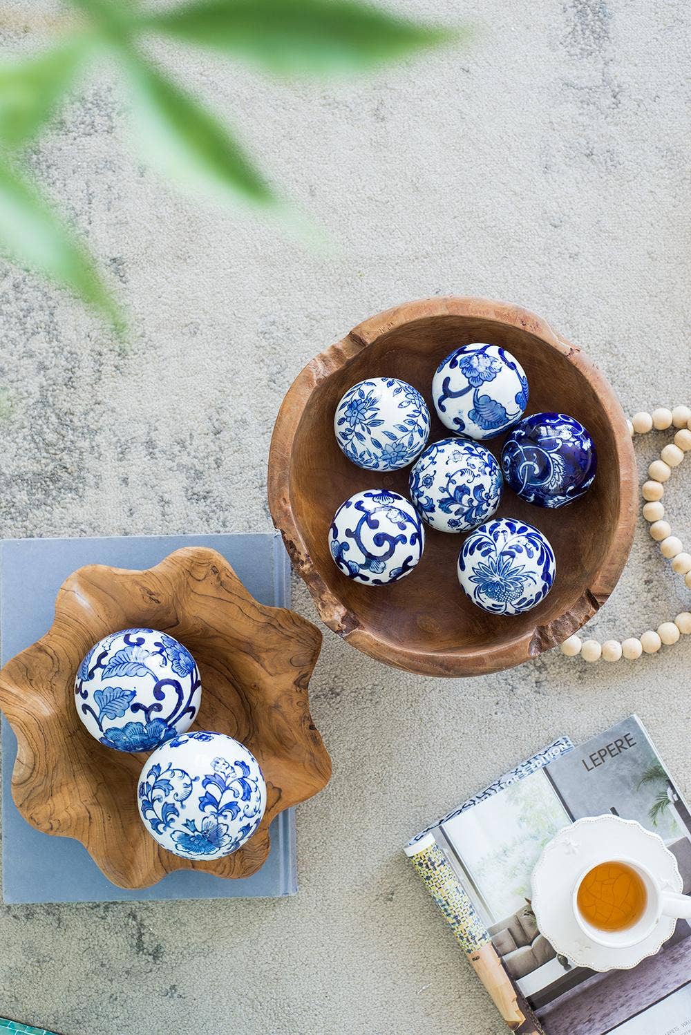 3" Traditional Decorative Orbs - Blue/White Set of 3
