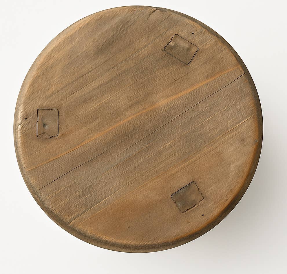 Rustic Weathered Wooden Milking Stool - 8-1/2" H