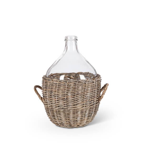Large Glass Jar in Rattan Basket