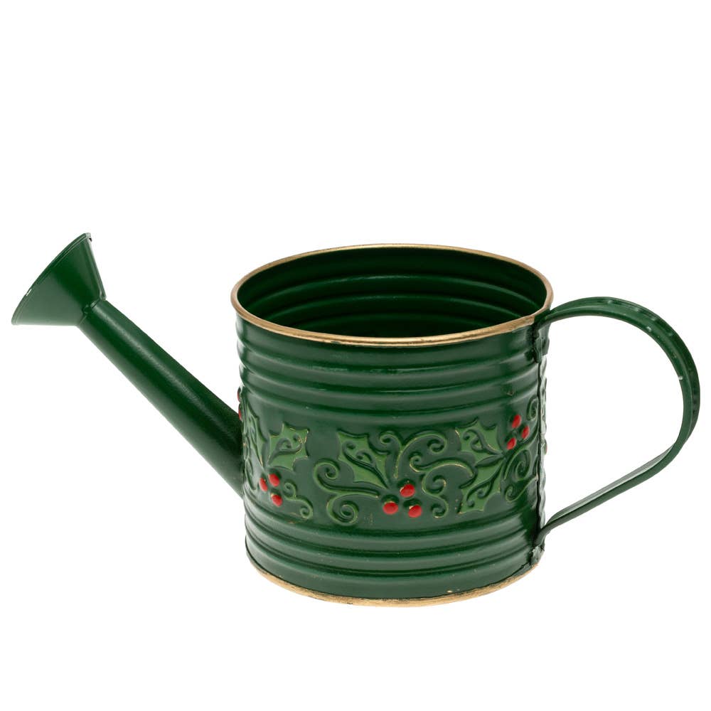 Small Green Holly Berry Watering Christmas Can