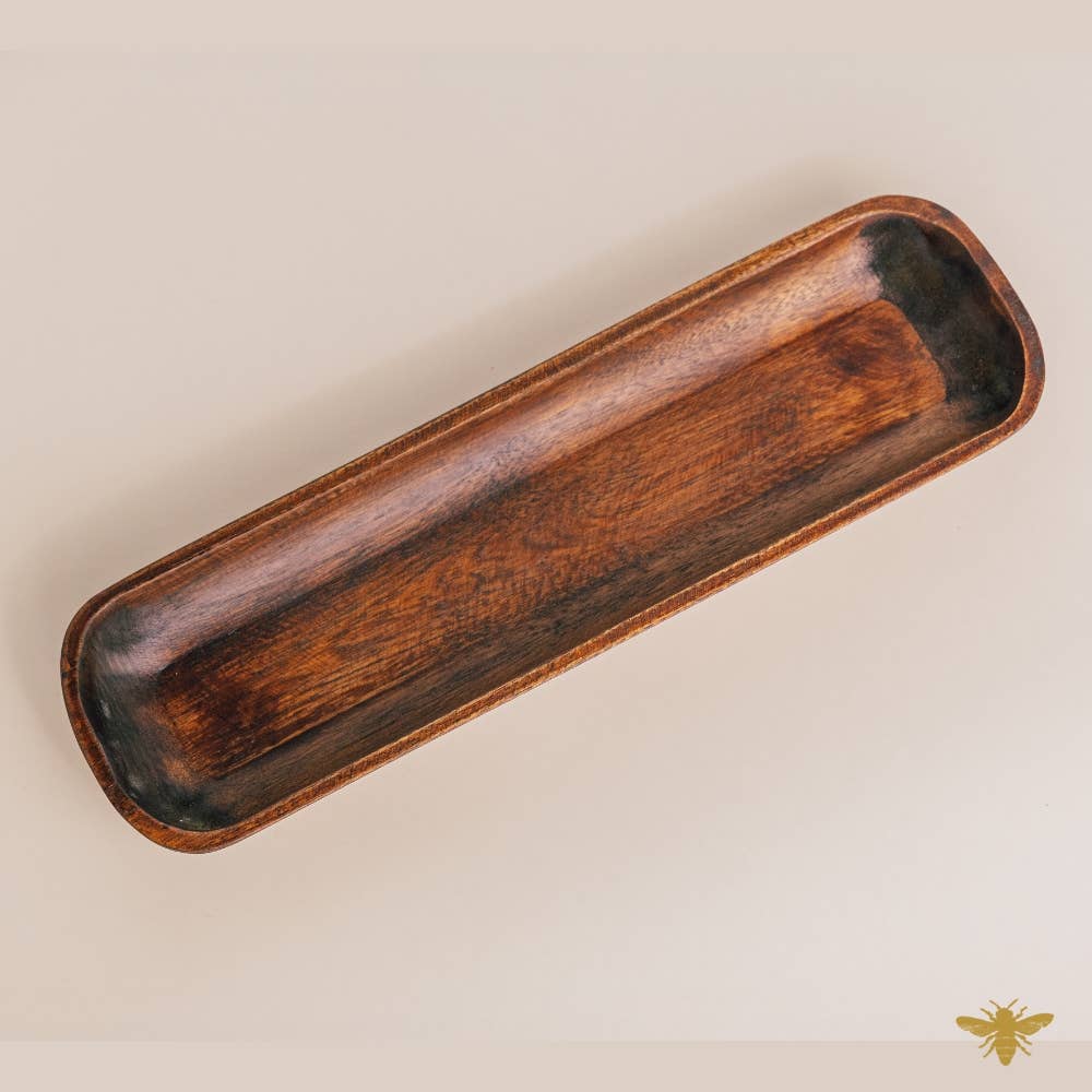 Acacia Wood | Rustic Baguette Dough Bowl - Brown