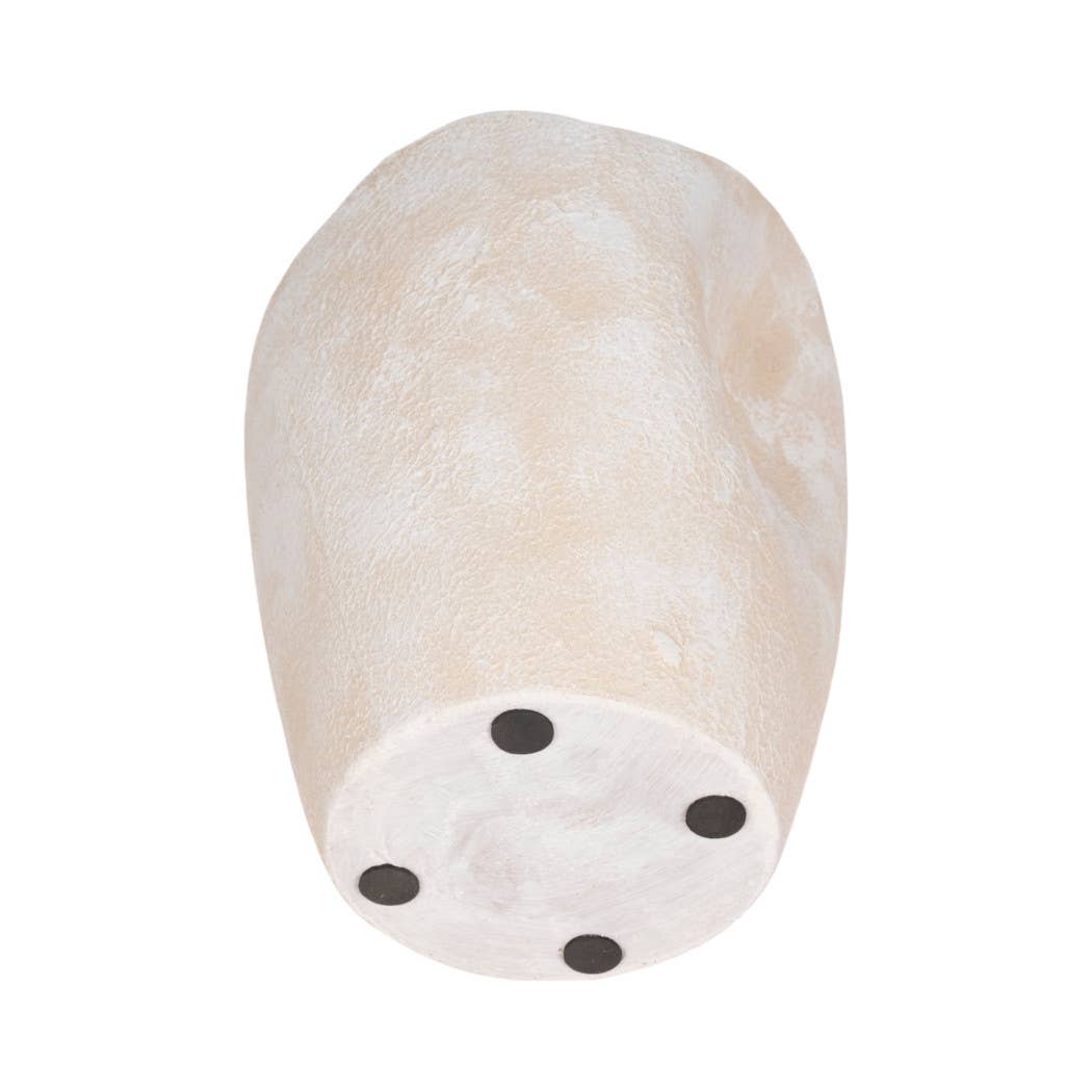 Decorative Ivory Ceramic Abstract Wavy Rim Vase