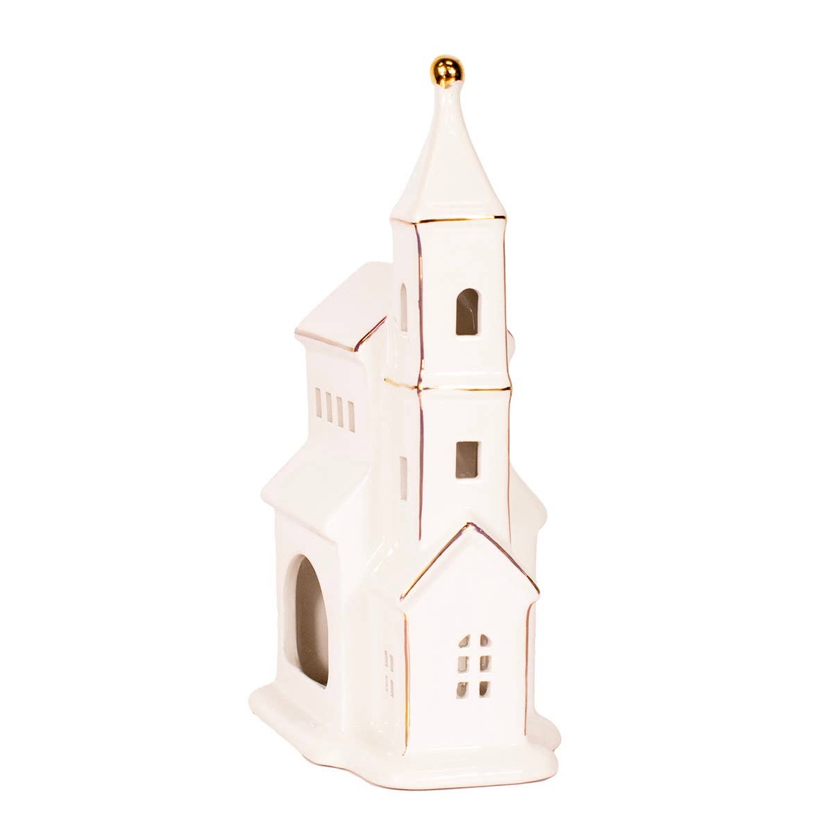 Newington Church Tealight Décor White/Gold 5.5x9x3.25