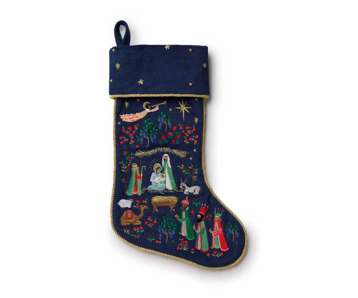 Nativity Embroidered Stocking