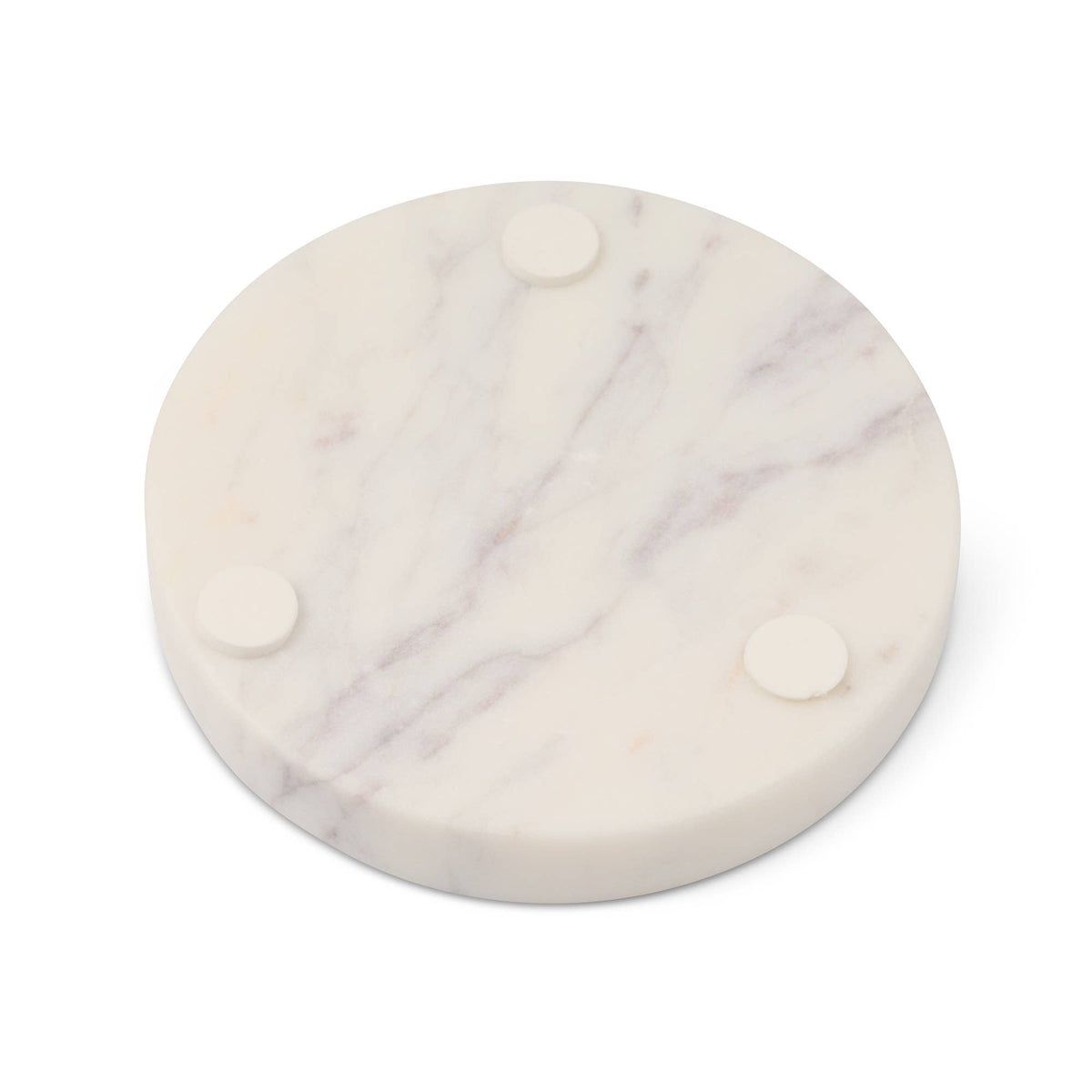 4pk Round Marble Coaster - White