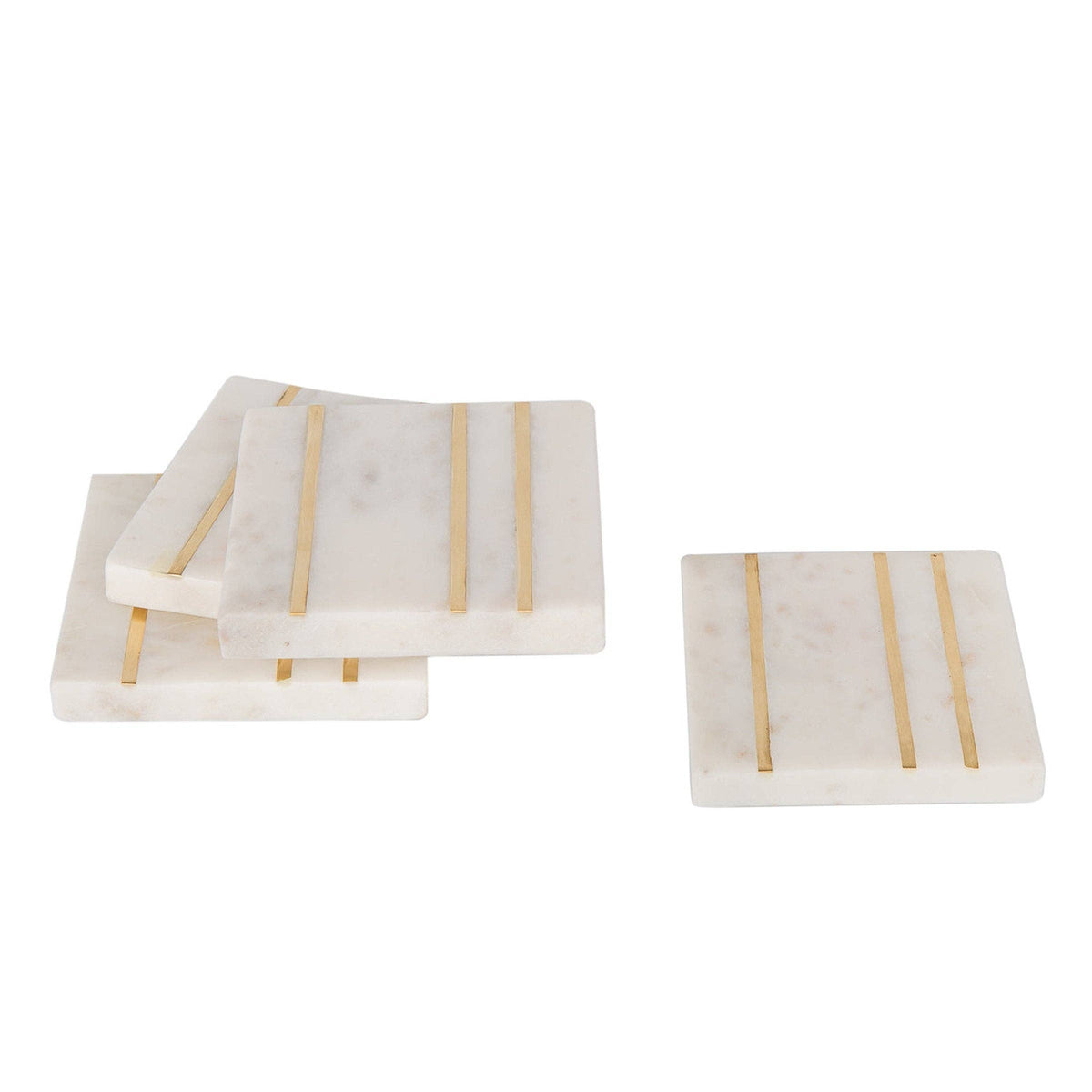 Marble Square Inlay Coaster Set