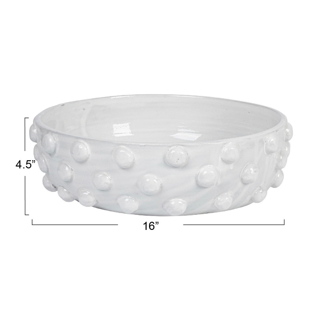 White Terracotta Bowl w/ Raised Dots