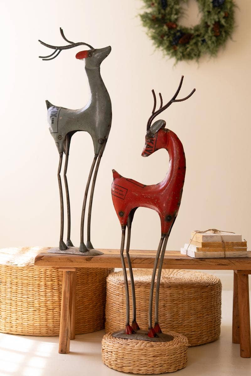 Set of Two Recycled Iron Deer