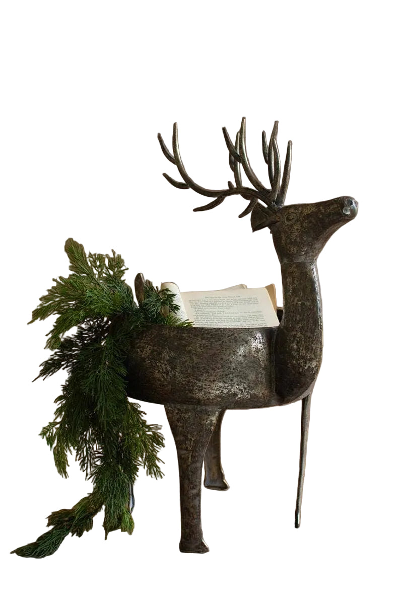 Rustic Metal Reindeer Planter 24”