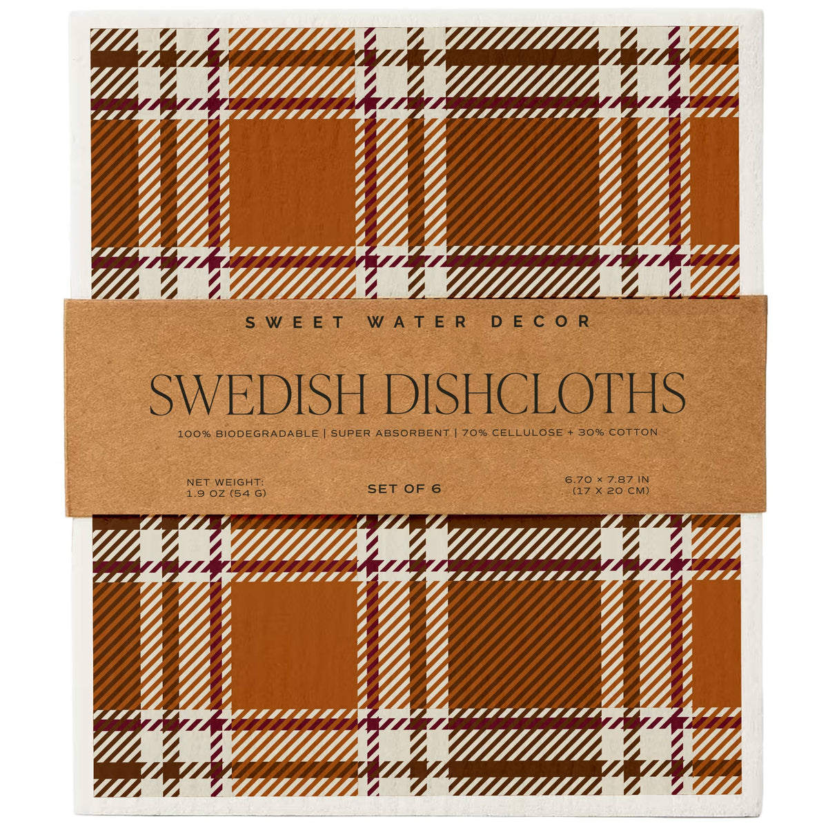 Fall Pattern Swedish Dishcloths, Set of 6