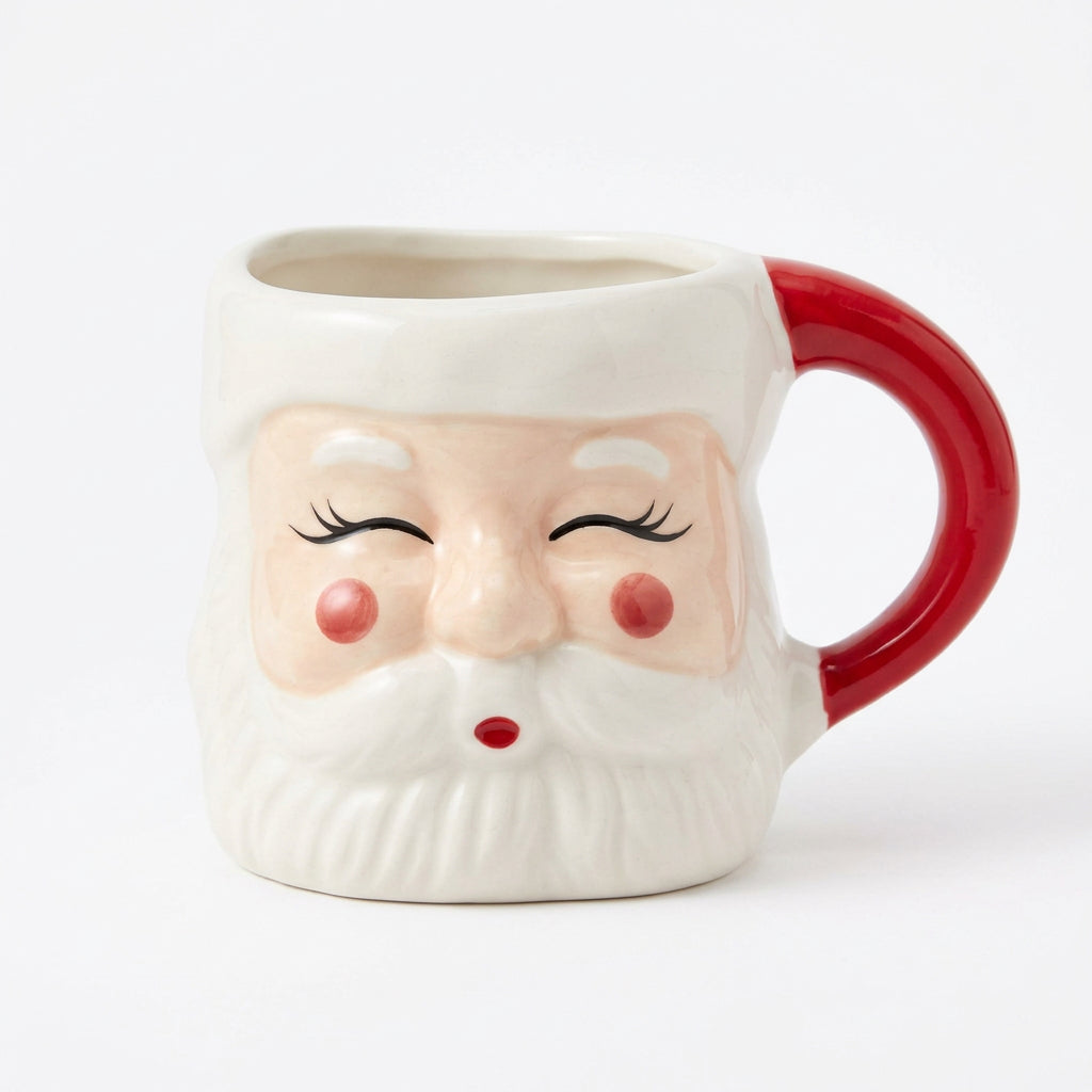 12oz Hand Painted Ceramic Santa Mug
