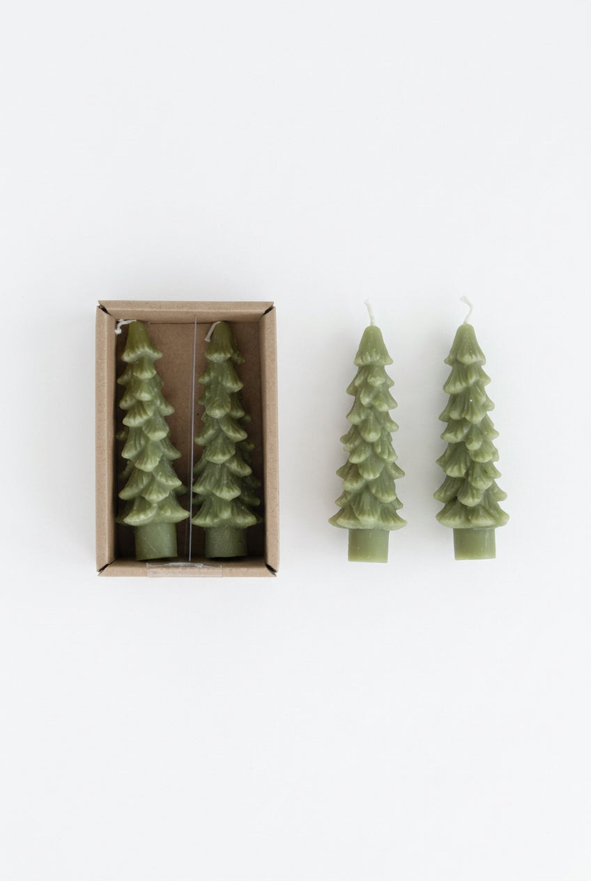 Christmas Tree Taper Candle Set of 2 (5”)