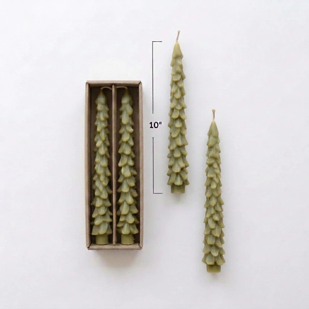 Green Tree Taper Candle - Unscented 10”