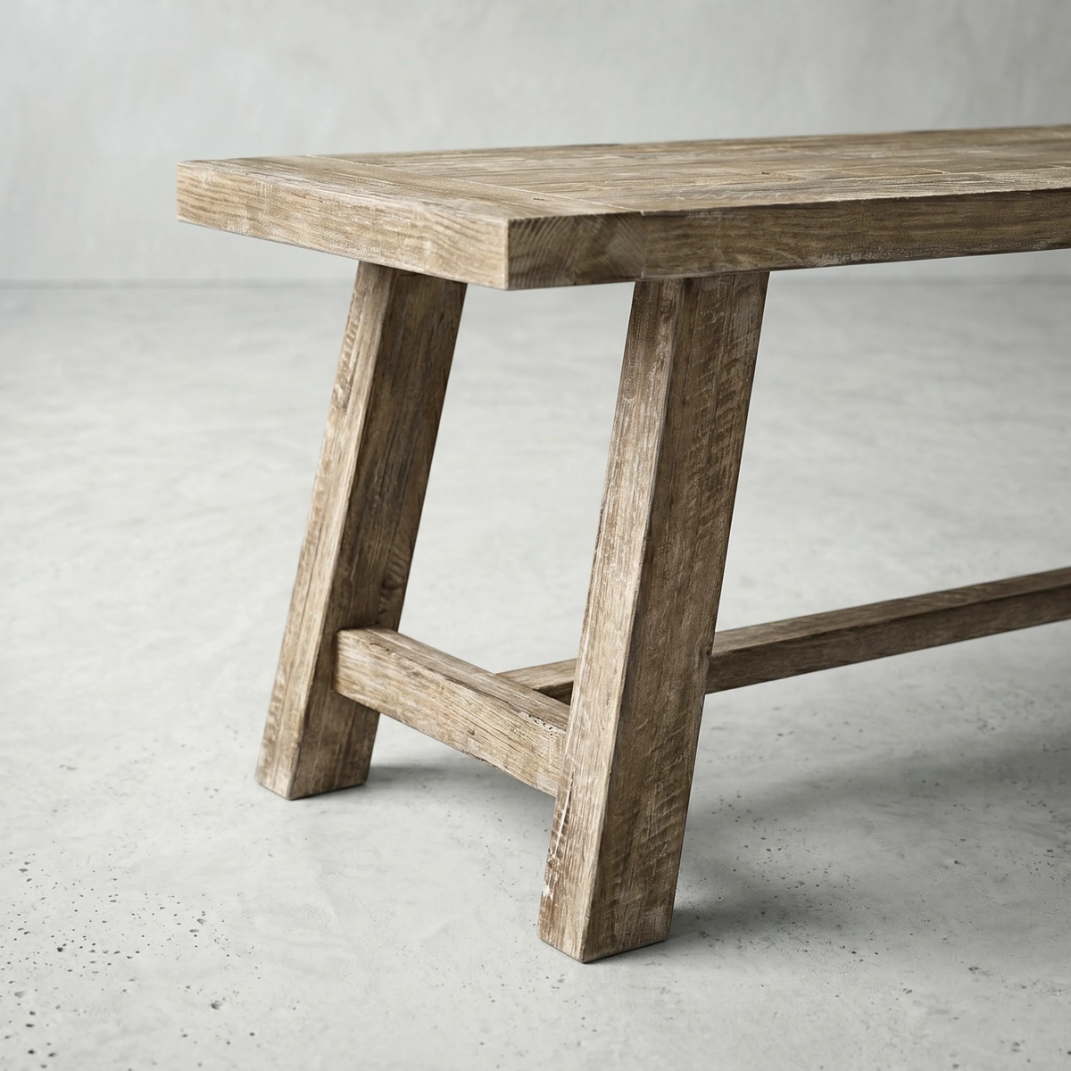 60" Farmhouse Solid Wood Accent Bench - Weathered Natural
