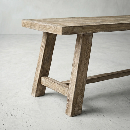 60" Farmhouse Solid Wood Accent Bench - Weathered Natural