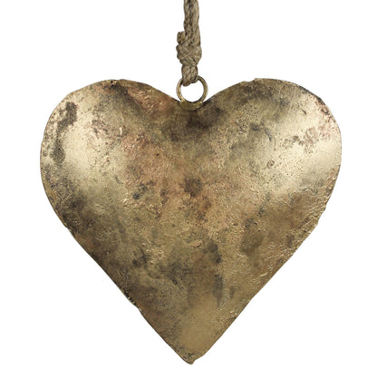 Heart on Rope, Antique Brass  6” rope hanger