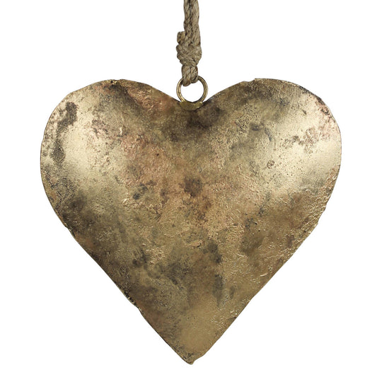 Heart on Rope, Antique Brass  6” rope hanger