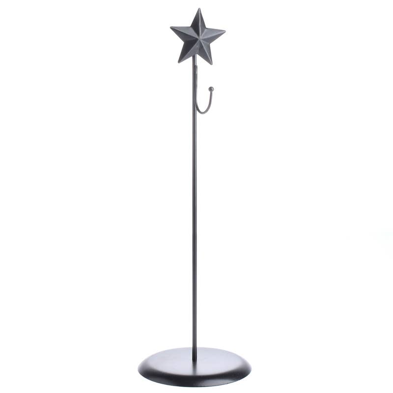 16" H Black Metal Barn Star Wreath Stand
