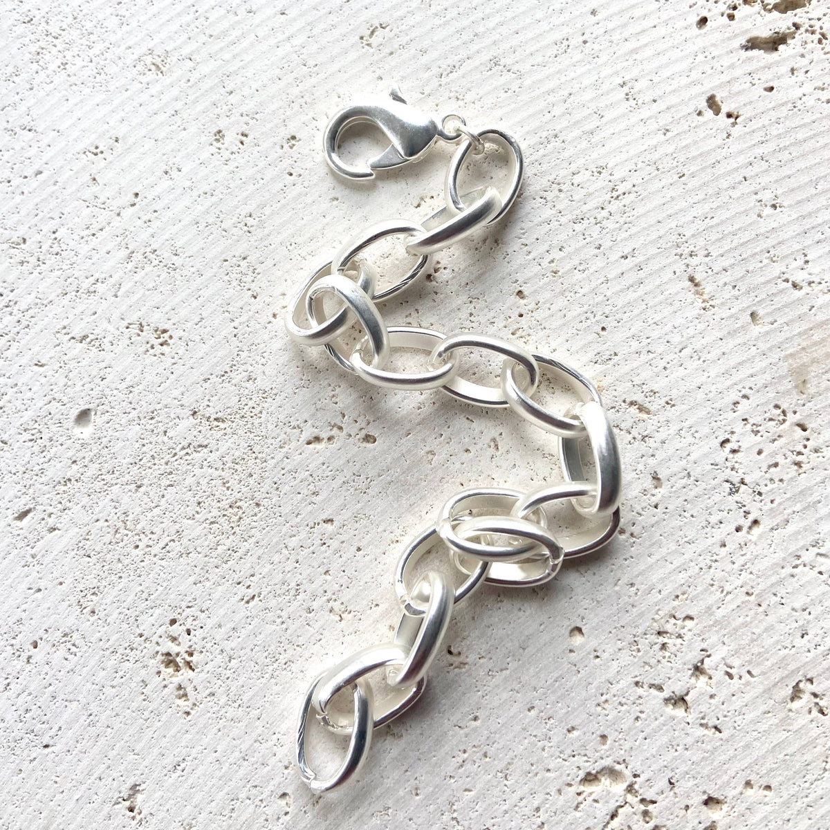 Matte Silver Chunky Bracelet