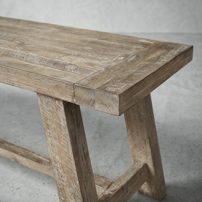60" Farmhouse Solid Wood Accent Bench - Weathered Natural