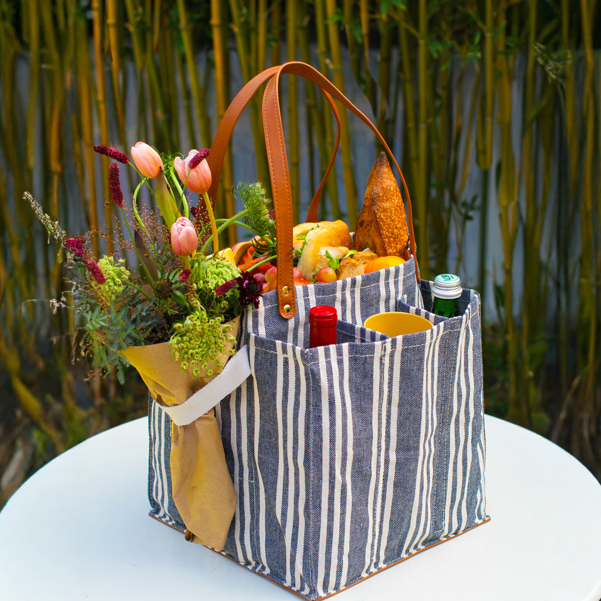 Heavy Canvas Tote Bag | Reusable Multi-Pocket Market Tote