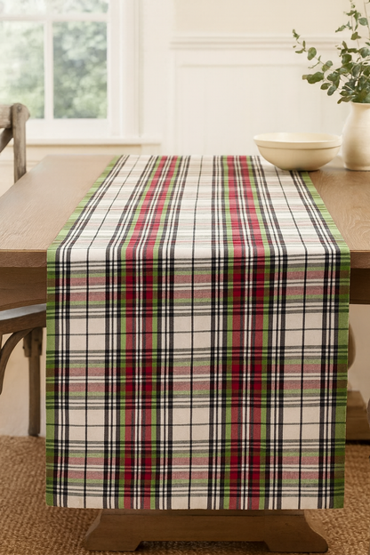 Classic Plaid Design Cotton 16"x72" Table Runner