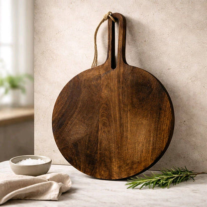 Dark Wood Round Chopping Board 20x15x0.5in