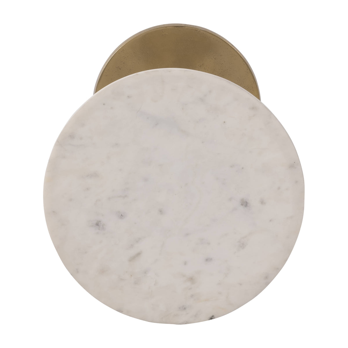 Side Table - Gold/White Marble Top Metal Round Base, 24 in.