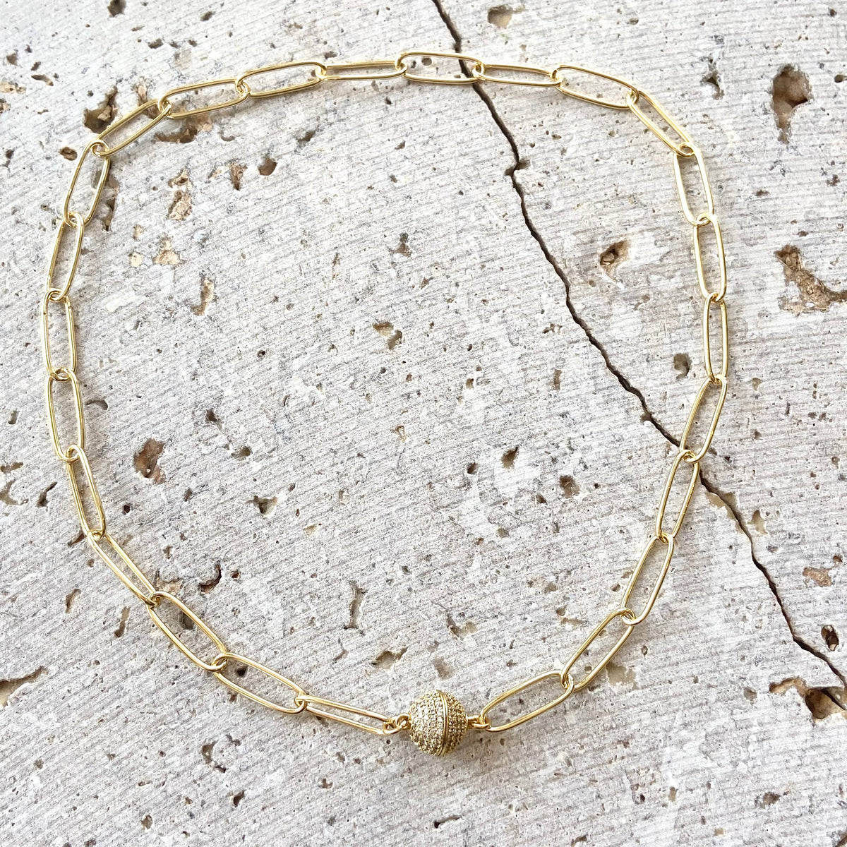 Paperclip Chain Boutique Necklace, Magnetic Clasp