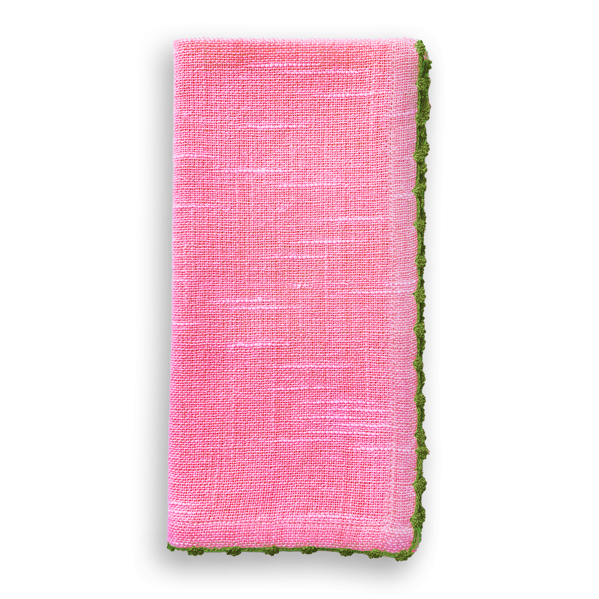 Knotted Edge Berry Cotton Napkin - Olive Trim