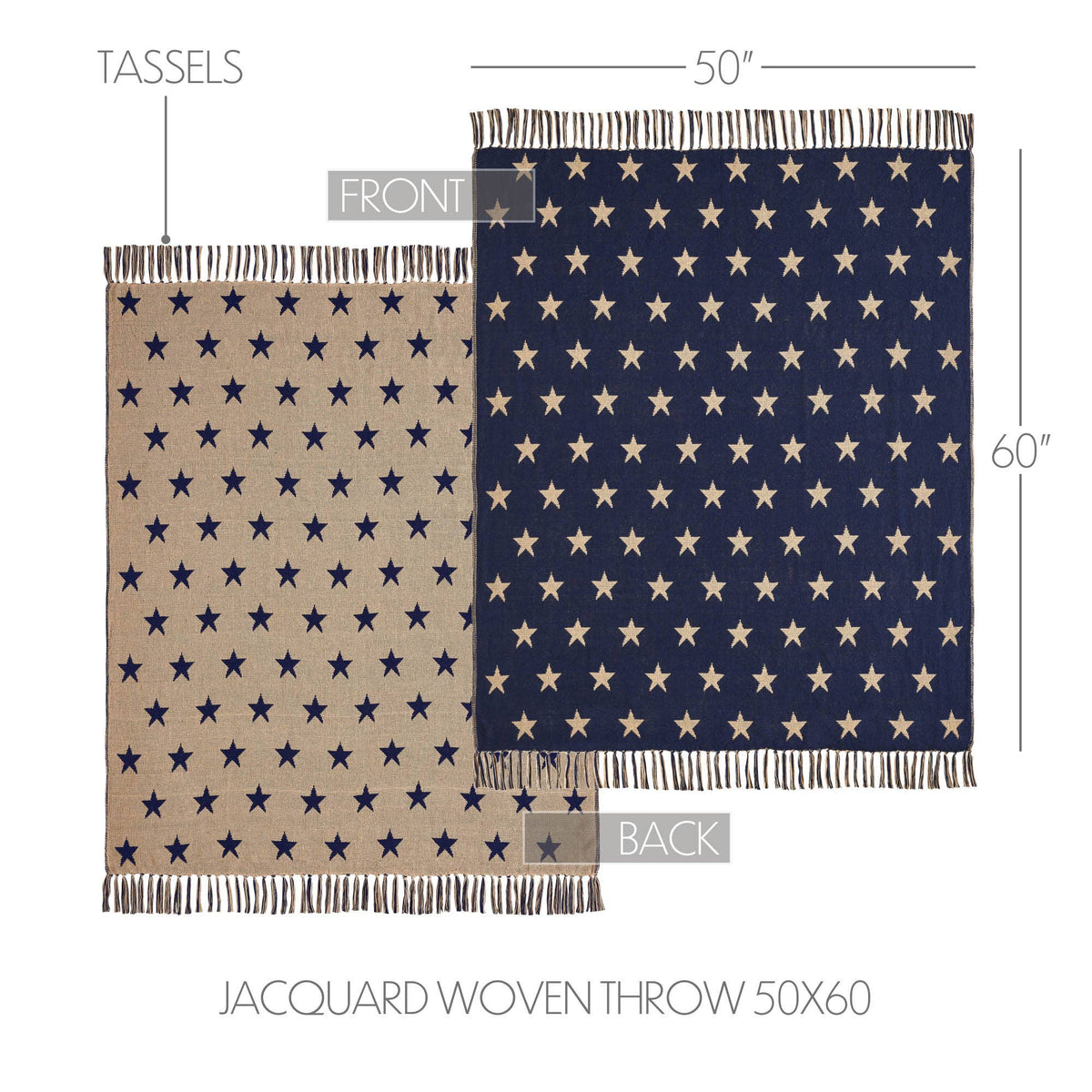 Patriotic Star Woven Throw Blanket 50x60 Americana