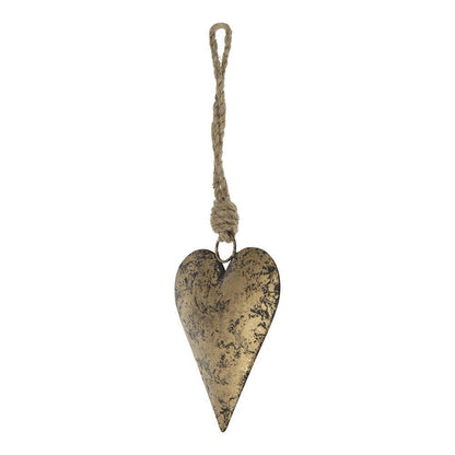3x1.2x4" Hanging Iron Heart - Burnt Gold