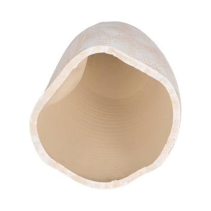 Decorative Ivory Ceramic Abstract Wavy Rim Vase