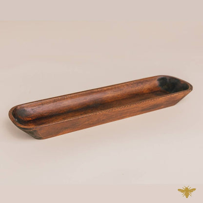 Acacia Wood | Rustic Baguette Dough Bowl - Brown