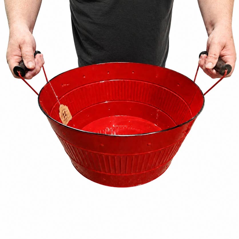 9" H x 18" Dia Enamelware Metal Washtub - Red
