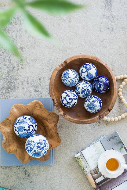 3" Traditional Decorative Orbs - Blue/White Set of 3