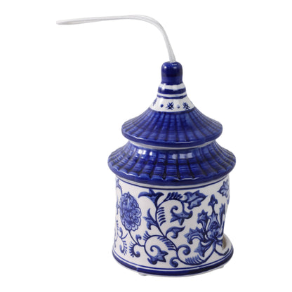 Bird House - White/Blue Ceramic Chinoiserie, 8 in.