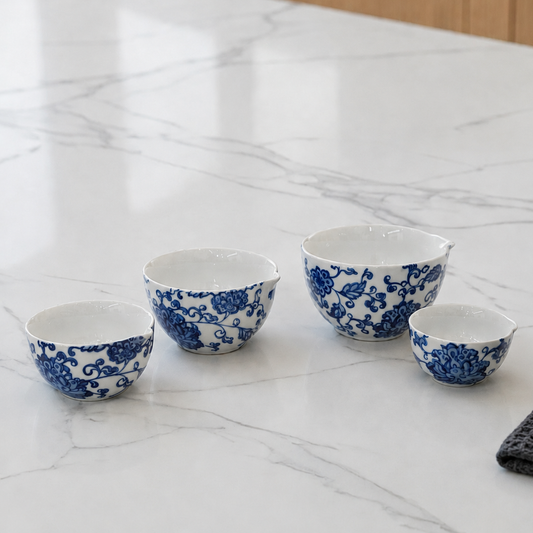 S/4 Blue Floral Measuring Cups