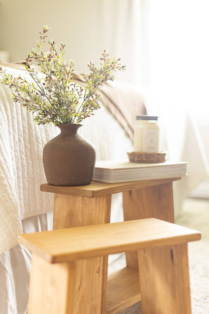 Decorative Wooden Stool | Solid Wood Accent Bench