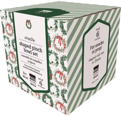 Wreaths Shaped Christmas Pinch Bowls - Set of 6