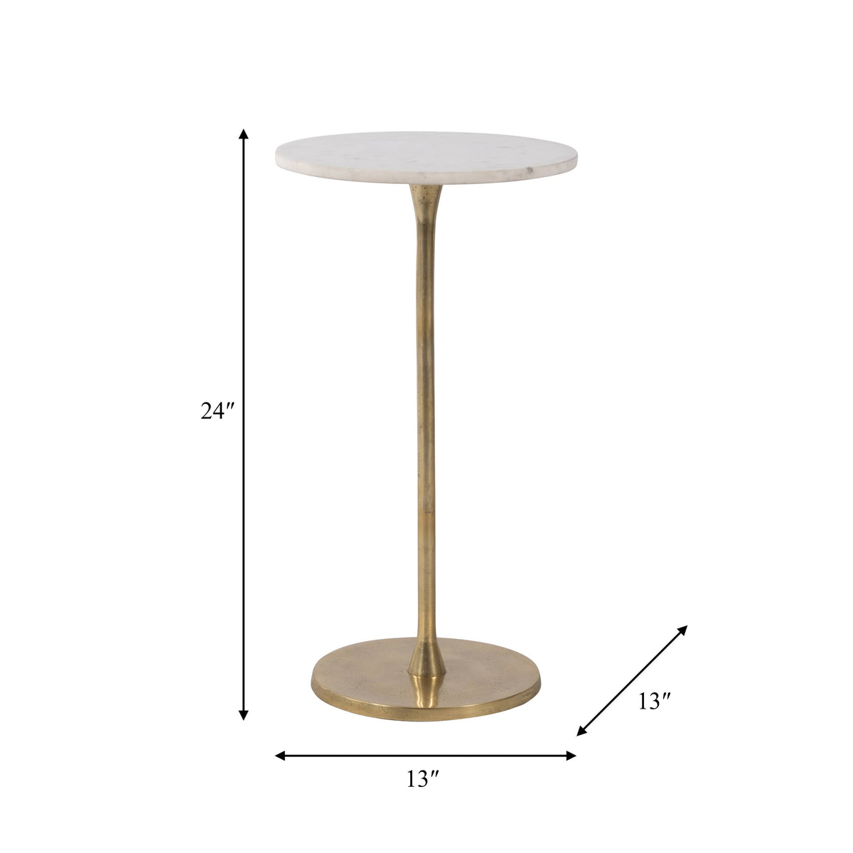 Side Table - Gold/White Marble Top Metal Round Base, 24 in.