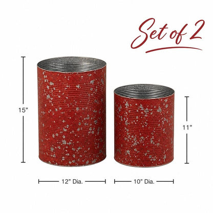 Set of 2 Distressed Metal Large Tubs - Select Color