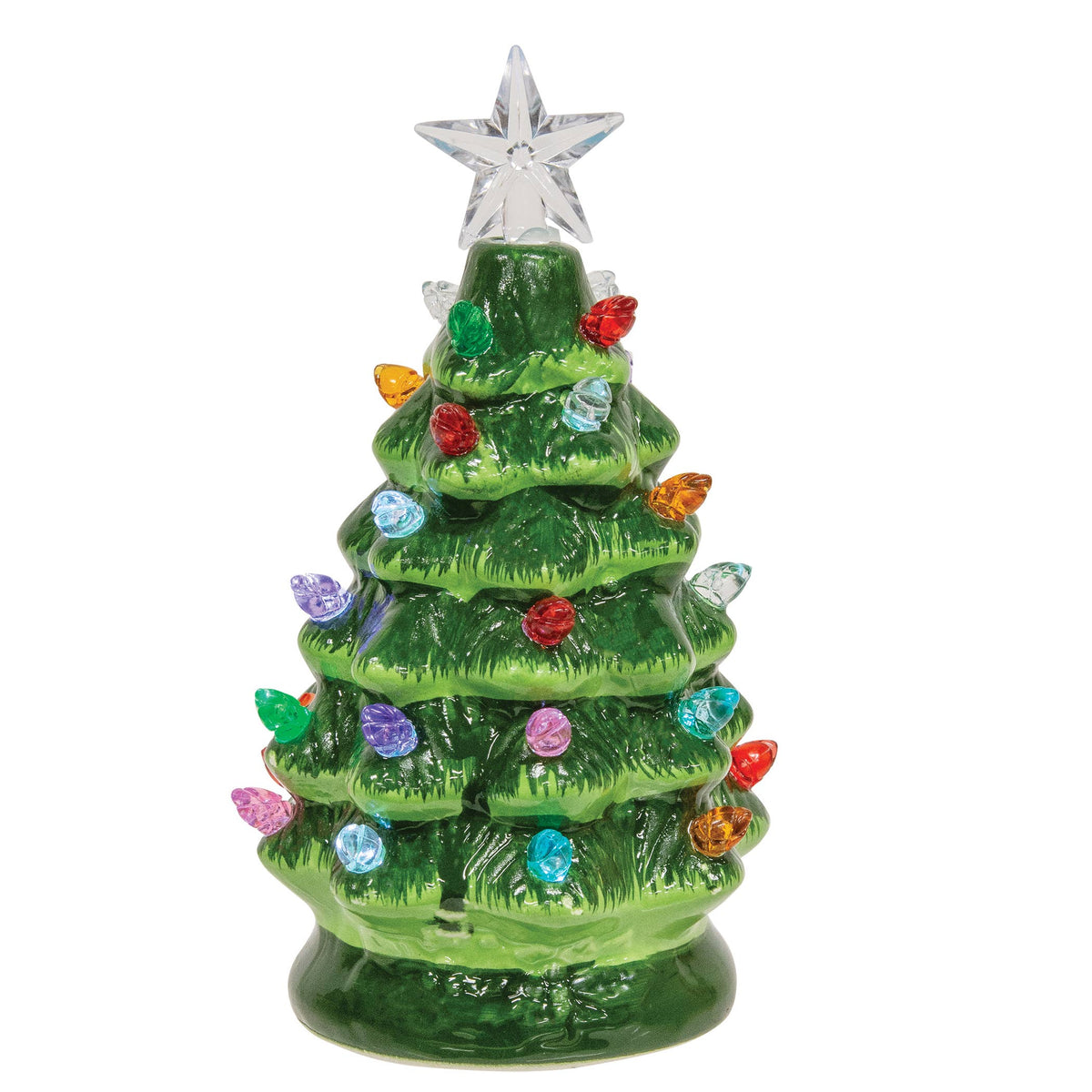 Ceramic Retro Green Light Up Tree - 6.5"H