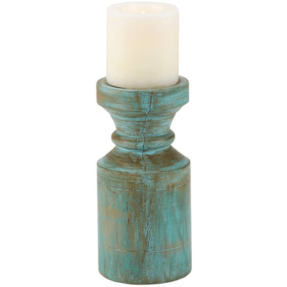 Distressed Blue Candle Holder