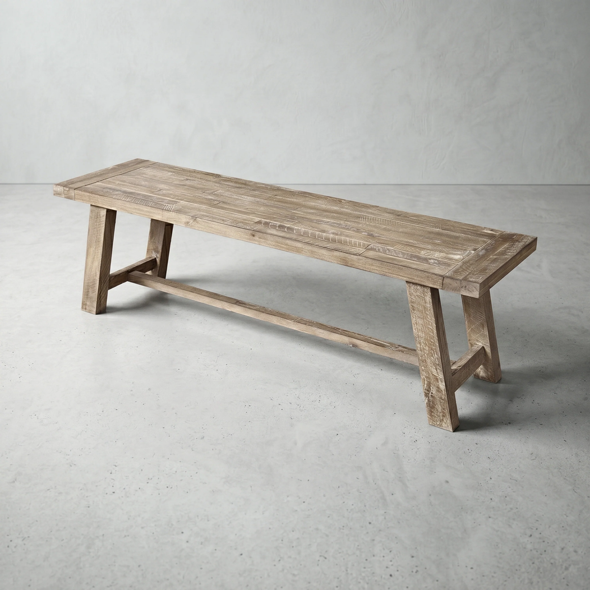 60" Farmhouse Solid Wood Accent Bench - Weathered Natural