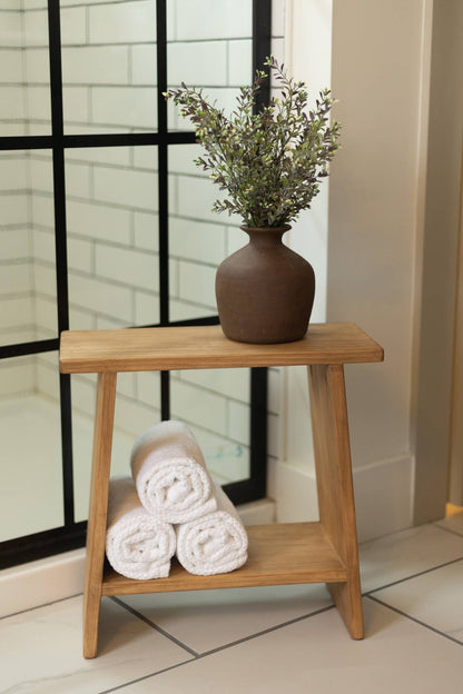 Decorative Wooden Stool | Solid Wood Accent Bench