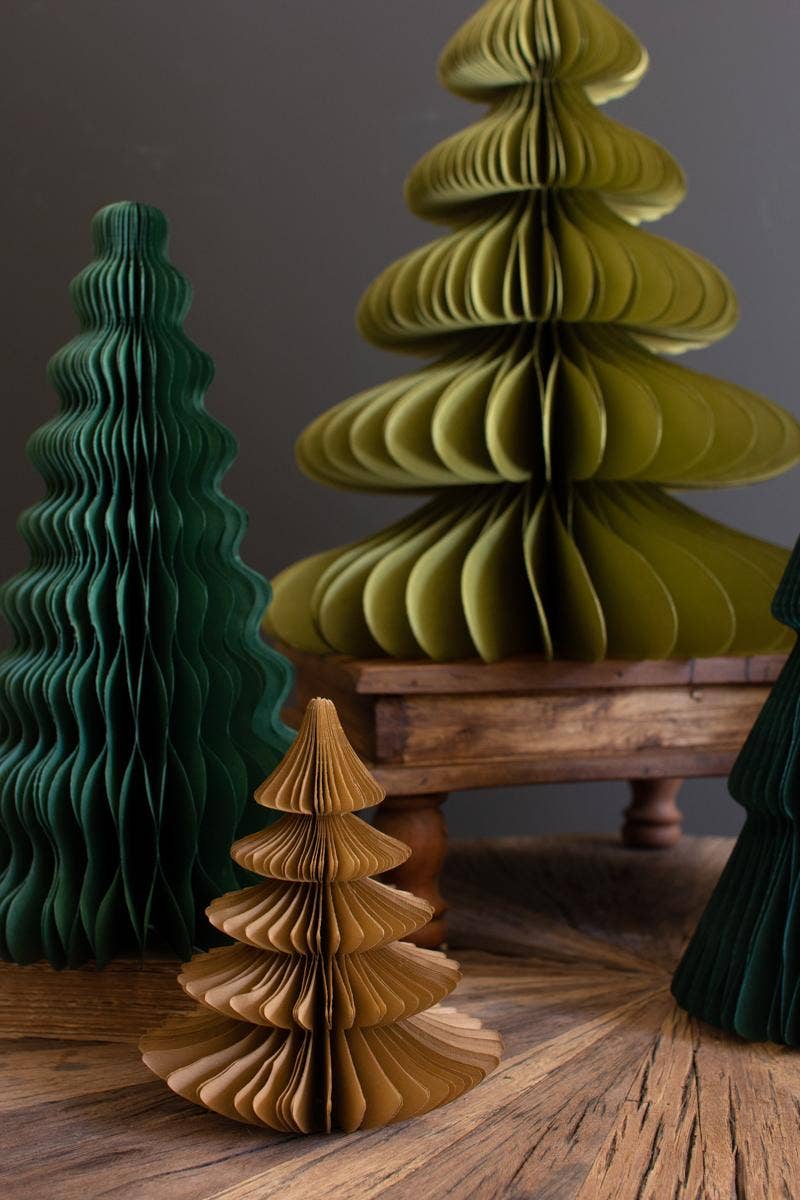 SET OF FIVE ACCORDION PAPER CHRISTMAS TREES - ONE EACH