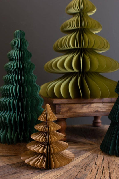 SET OF FIVE ACCORDION PAPER CHRISTMAS TREES - ONE EACH